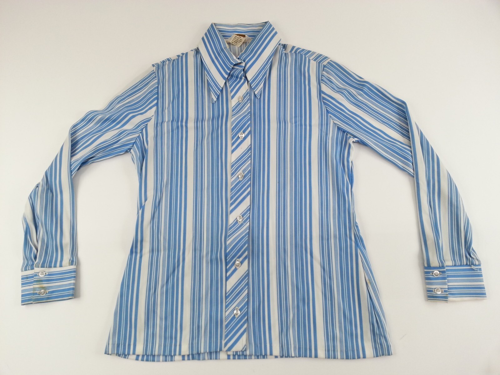 Kokobay By Eccobay Vintage Retro 1970s Sz 11-12 Juniors Ladies Button Down Blue