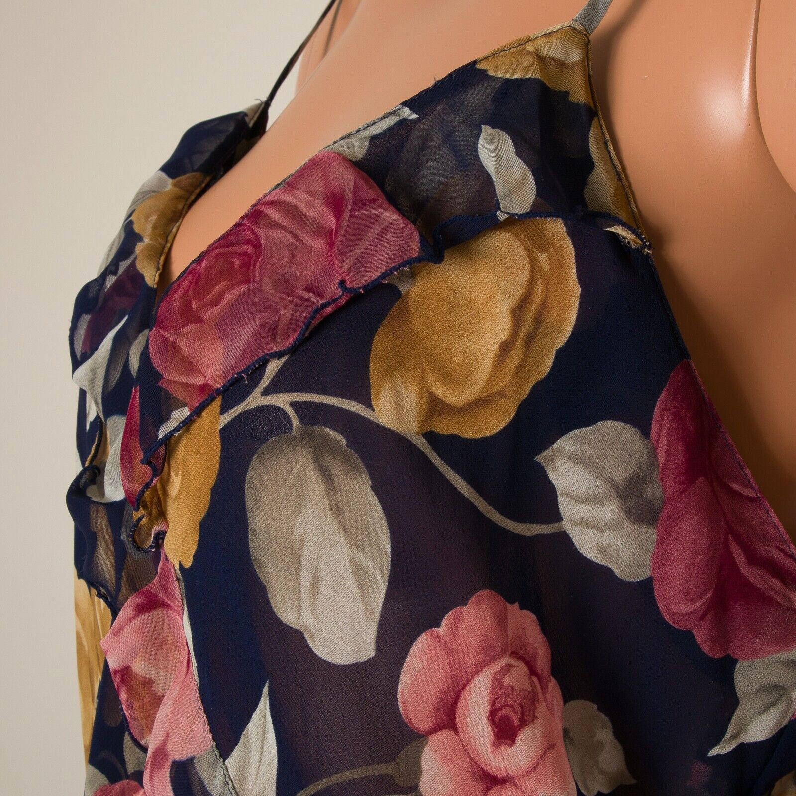 💖 Vintage VICTORIA’S SECRET Chiffon Semi Sheer Chemise Floral Slip Dress L