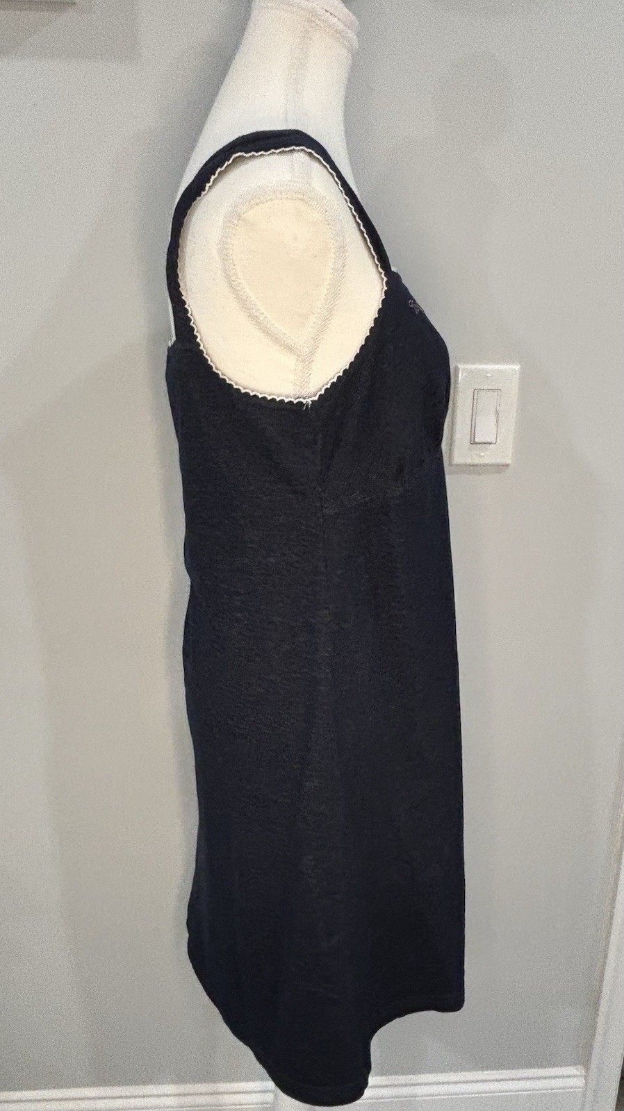 Vintage 90’s Denim Like Mini Dress w/ Colorful Floral Embroidery Sz M Boho