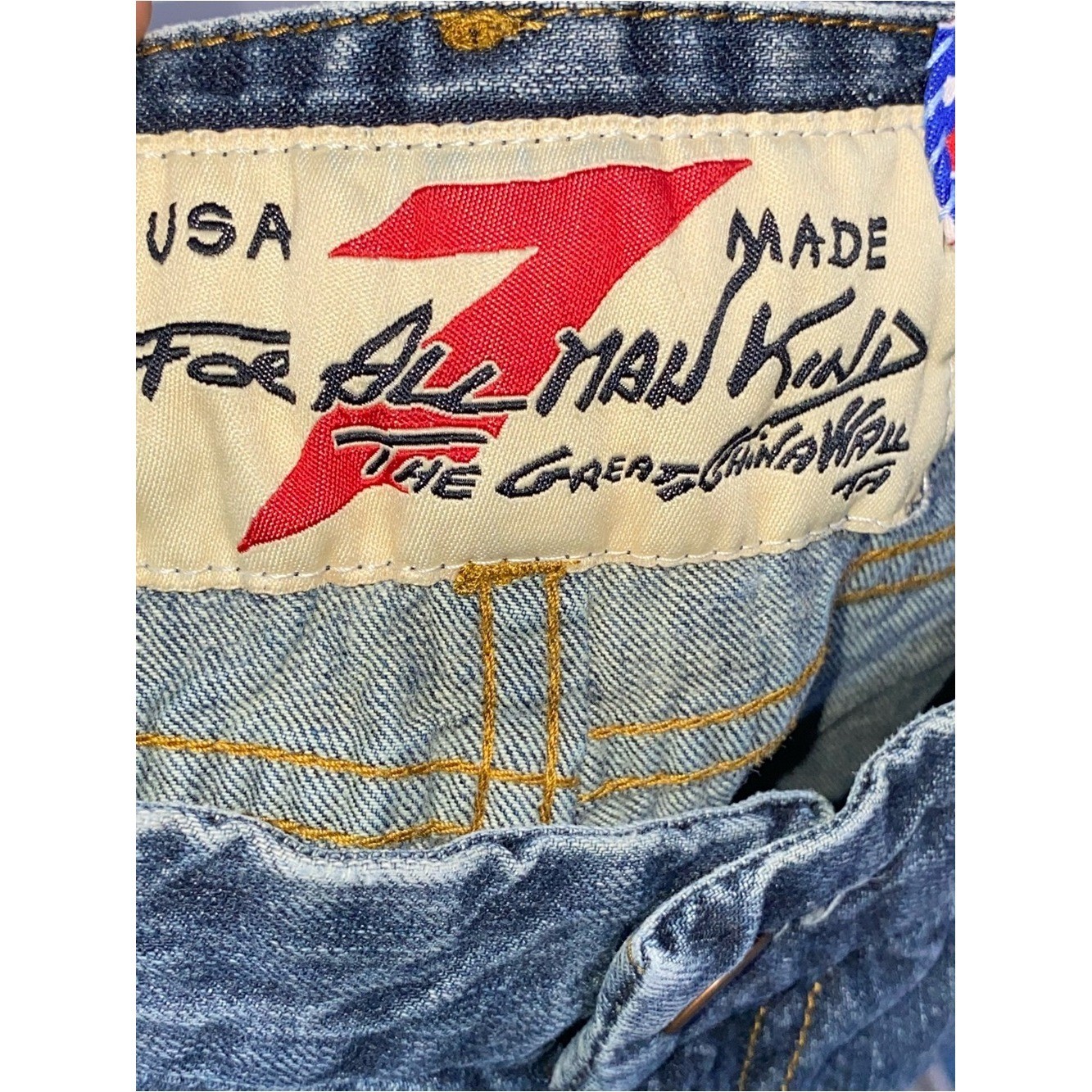 7 For All Mankind x The Great China Wall Vintage Embroidered Distressed Jeans