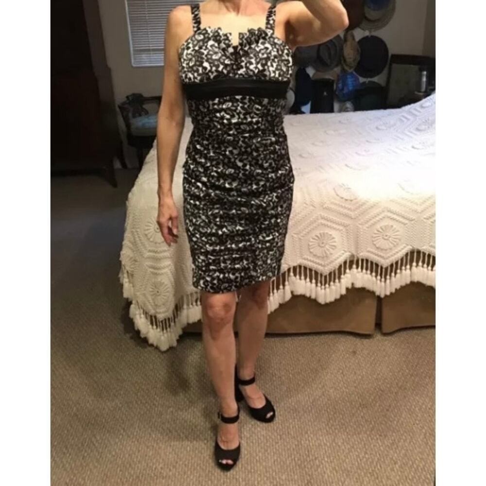 Ruby Rox Black & White Cocktail Body Con Dress Sz 5 Vintage Chic Mint Condition