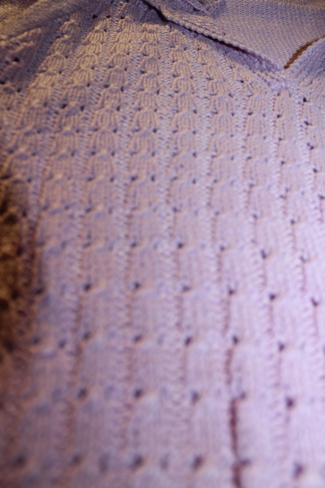 Vintage 1960s 1970s Lavender Knitted Jumper Top Shawl Collar Peter Pan Collar