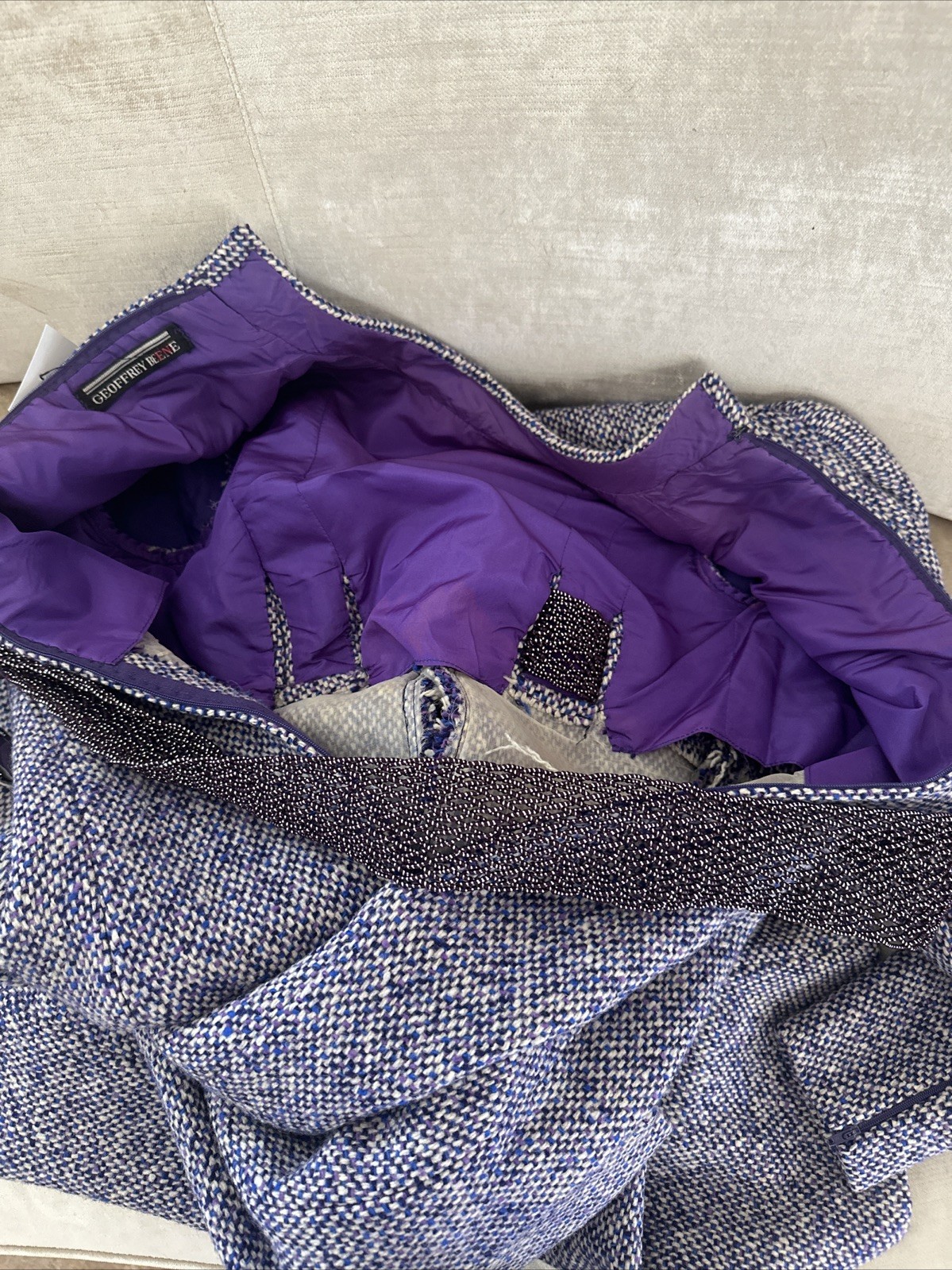 Geoffrey Beene Circa 1965 Purple Nubby Tweed Empire Swing Dress Vintage Size 6