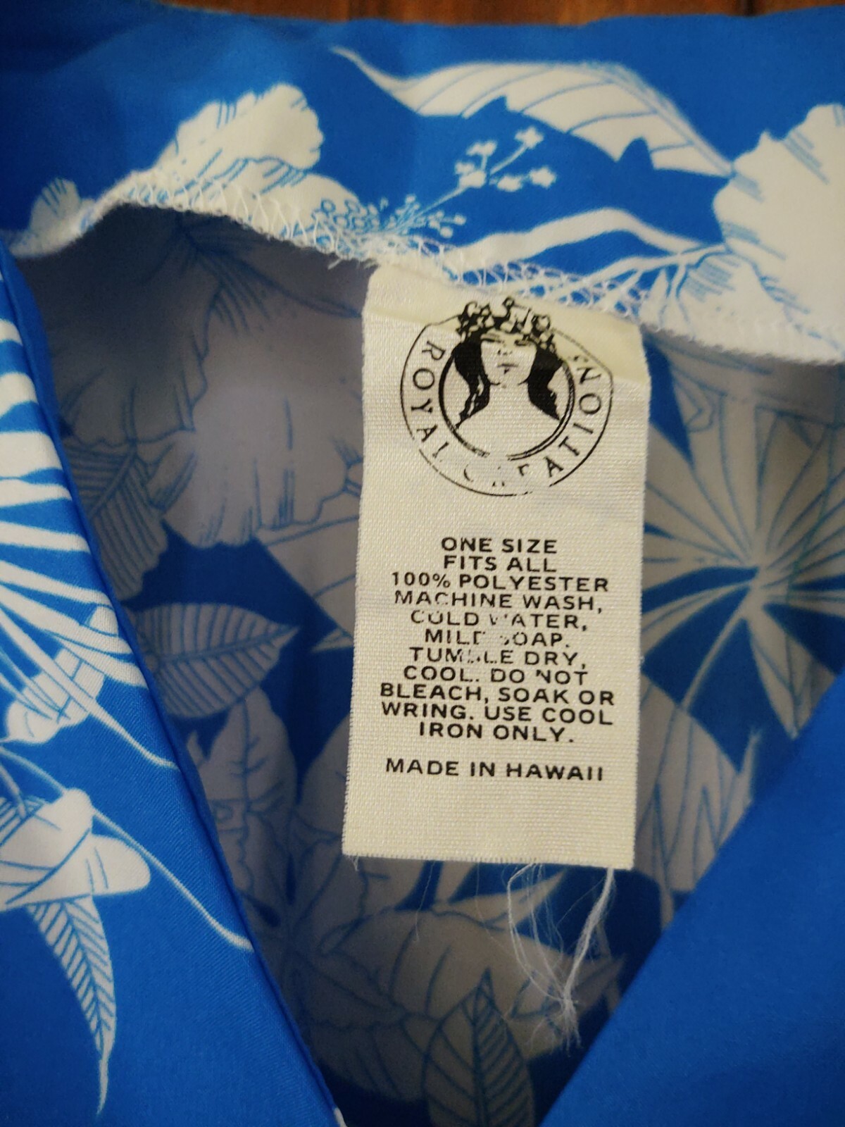 VTG ROYAL CREATIONS BLue White Hawaiian Dress Muumuu Aloha Caftan One Size Maxi
