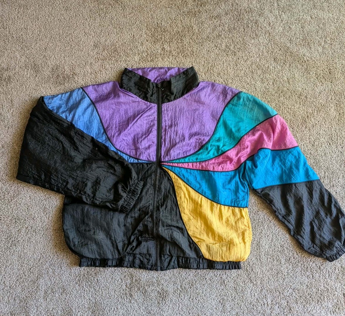Vintage Olympic Exposure Color Block Windbreaker Jacket 90s Nylon Size L