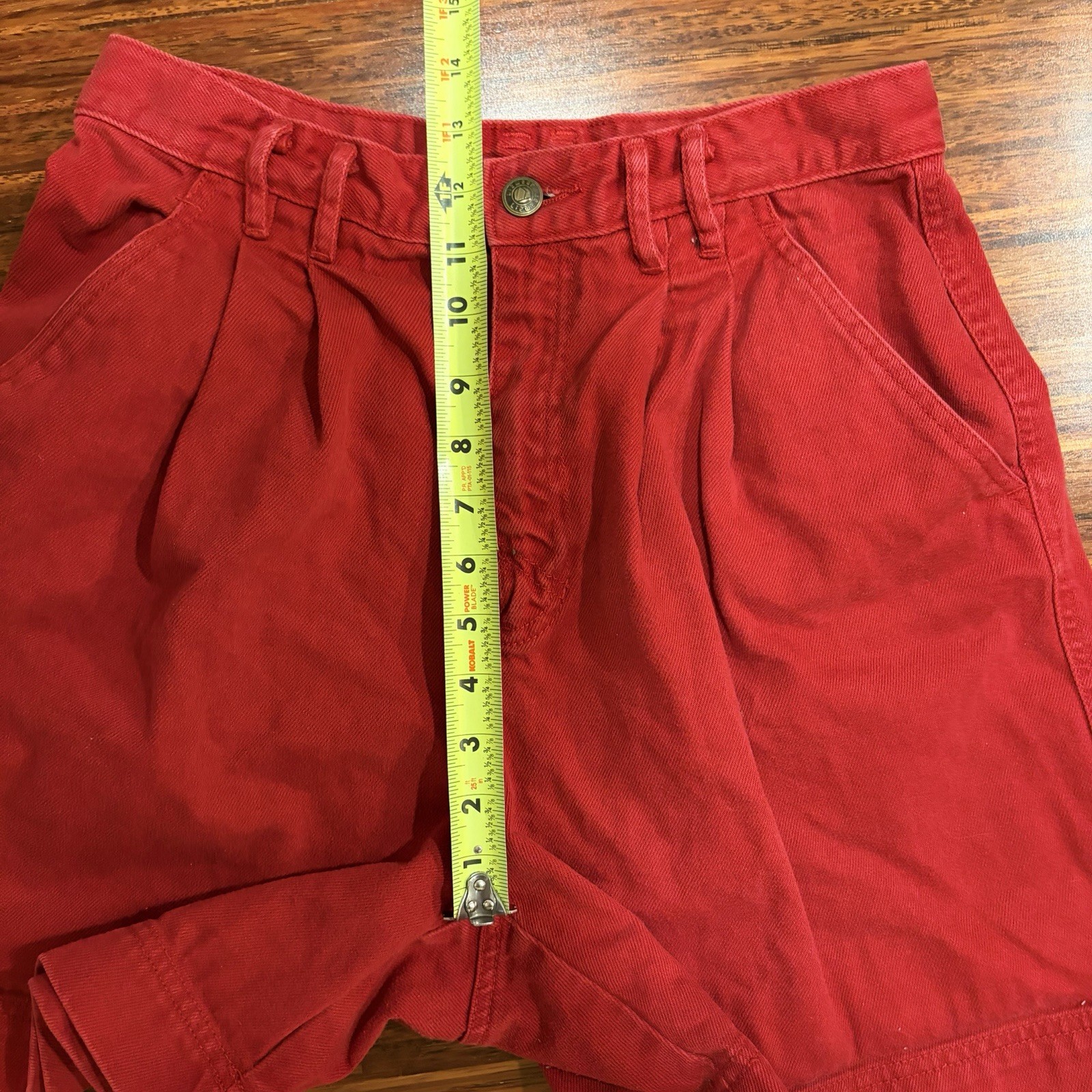 Vintage Lizwear Red High Waisted Pleated Cotton Shorts Mom 10 90s Retro preppy