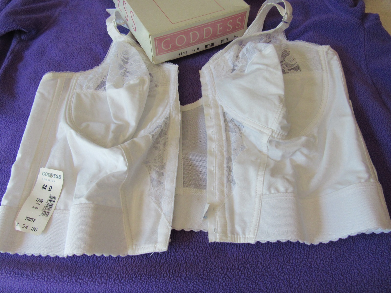 VINTAGE 1950’S Longline? BULLET BRA 44D Front Closure BY GODDESS W/BOX/Tag-NOS