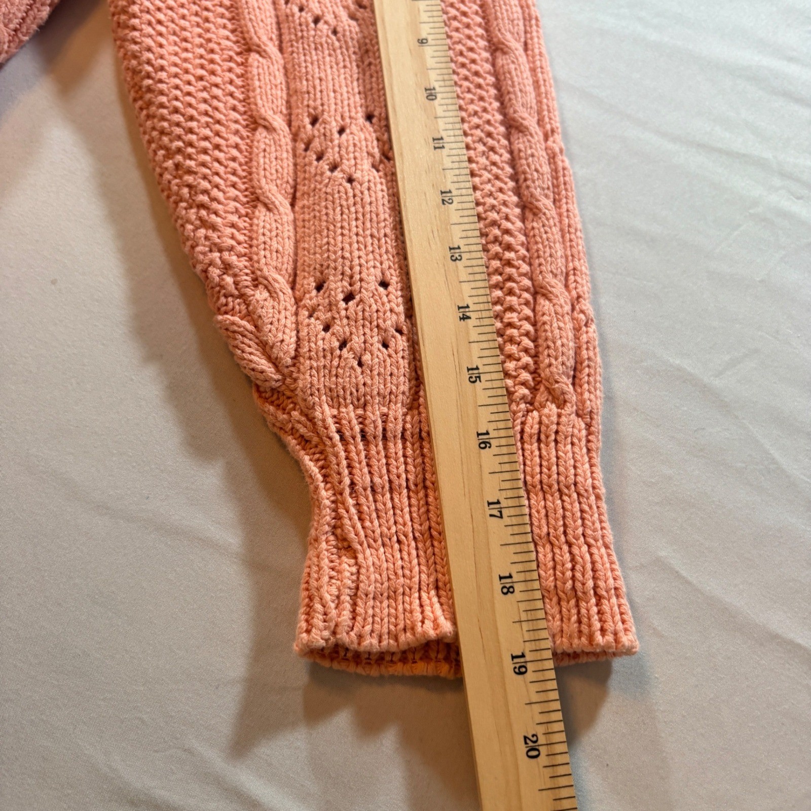 Outback Red Cable Knit Sweater Womens Medium Pink Cotton Mock Neck Vintage 90s