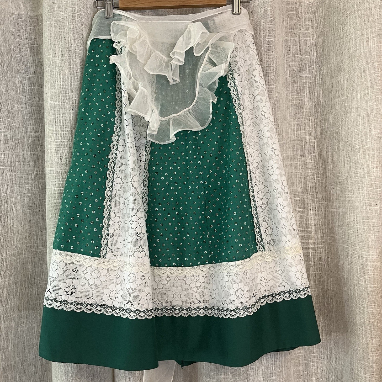 Vtg Carefree Fashions Lace Floral Panel Skirt Cottagecore Boho Peasant Prairie