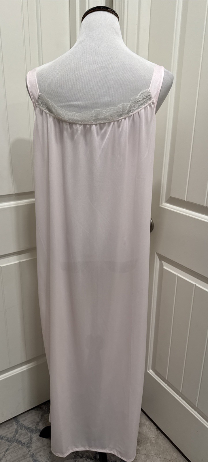 Spotlight Nylon Nightgown Pink Sleeveless SZ L Lace Trim Long