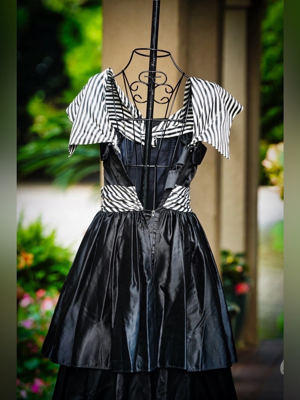 Vintage Gunne Sax by Jessica McClintock Black Striped 80s Prom Dress Size 3