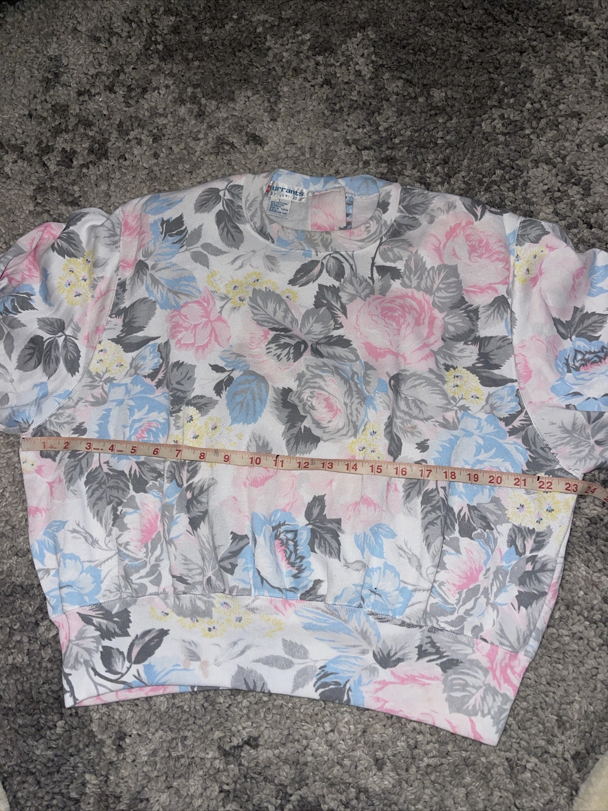 Vintage 1980s Currants by Jeri-Jo Floral Printer Sweatshirt – Size L 3/4 Sleeve