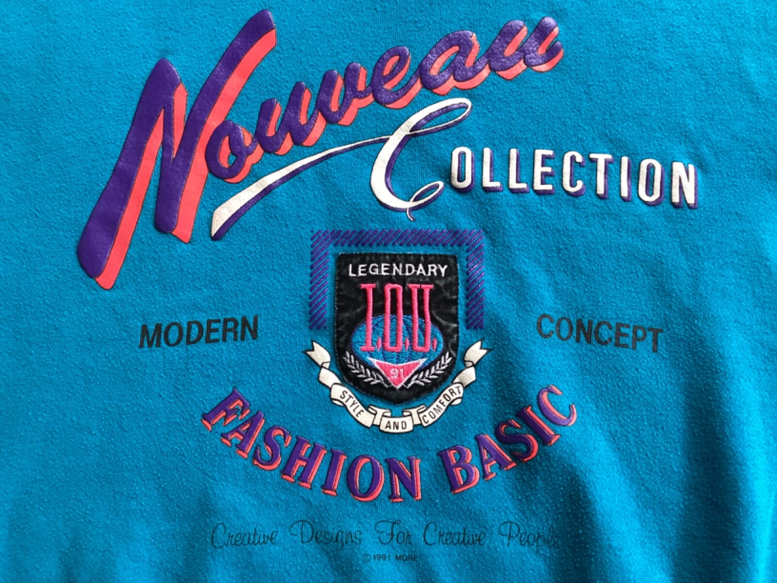I.O.U. Nouveau Collection Vintage 1991 Adult High-Collared Sweatshirt Large