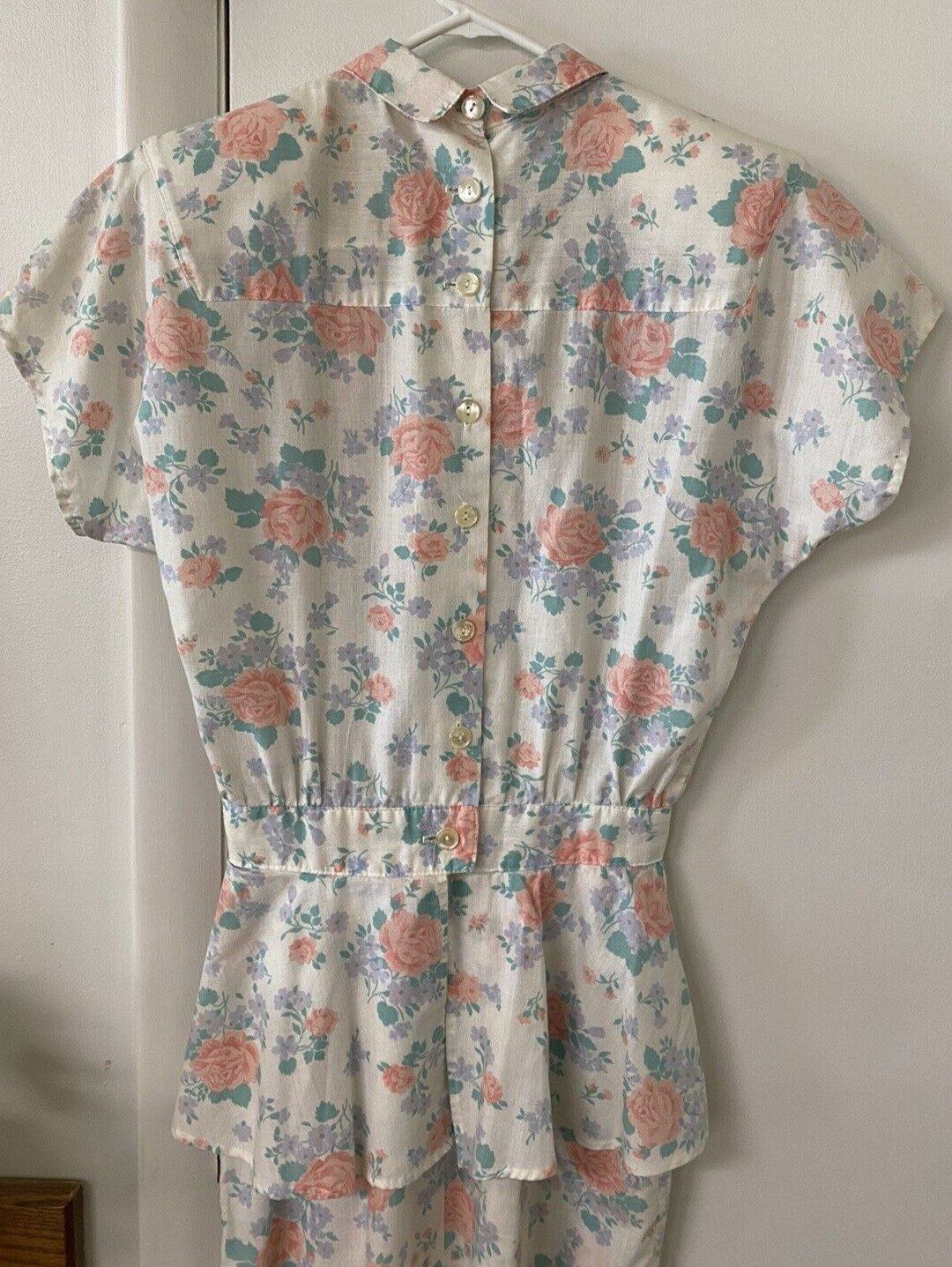 You Too Babes Dress Vintage 1980’s Size 3 Tiered Floral Pleats Shoulder Pads