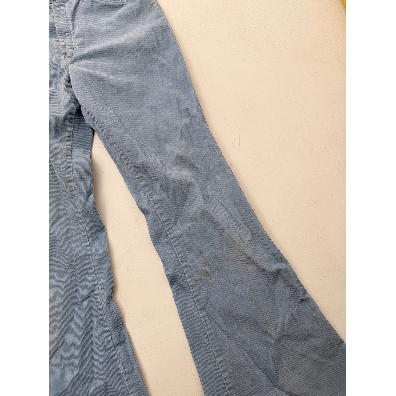 Vintage Big Yank Blue Corduroy Bell Bottom Flare Pants High Rise 26×30 Scovill