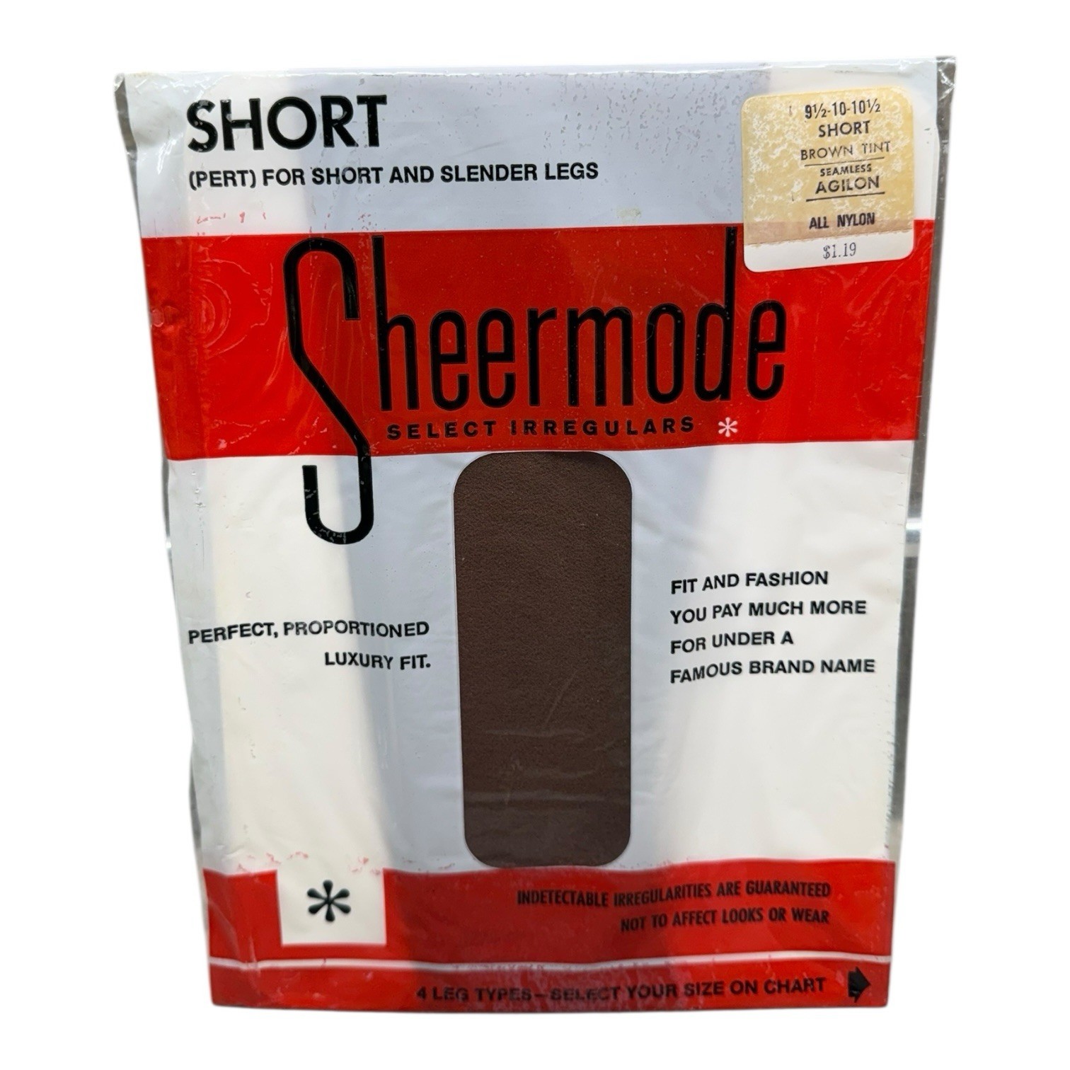 Vintage Sheermode Seamless Agilon Stockings Brown Tint Short 9 1/2-10 1/2