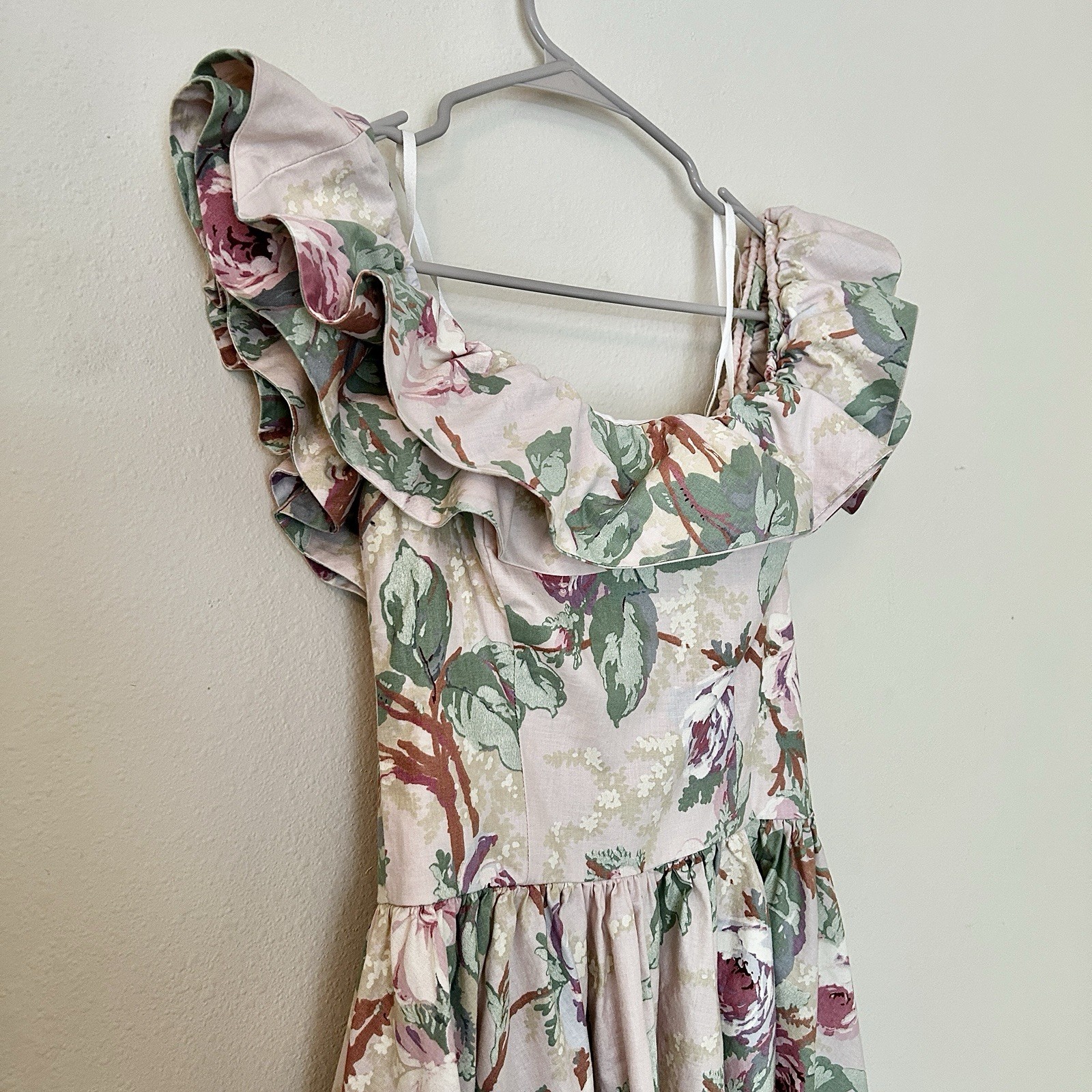 Vintage S.G. Gilbert 1970’s Pink Floral Dress With Pockets Made In USA