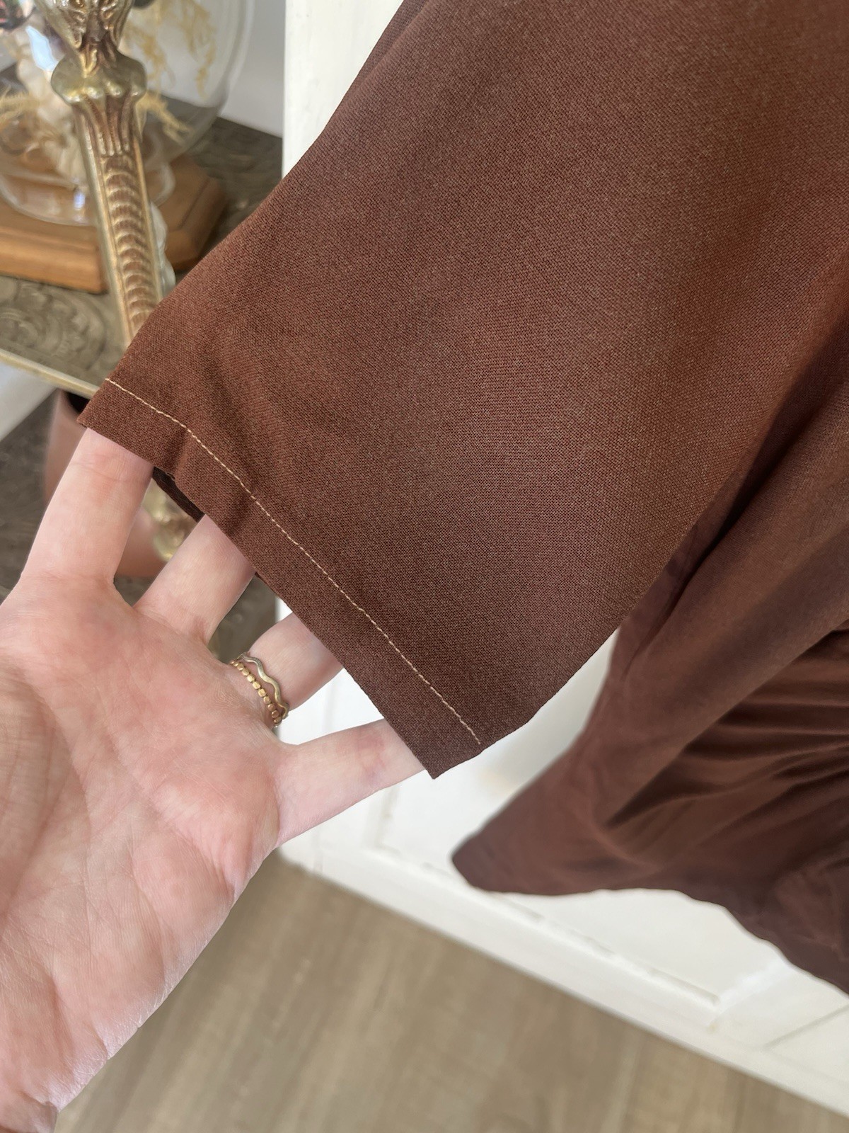 40s Art Deco Vintage Antique Brown Rayon Embroidered Soutache Gatsby Blouse Top