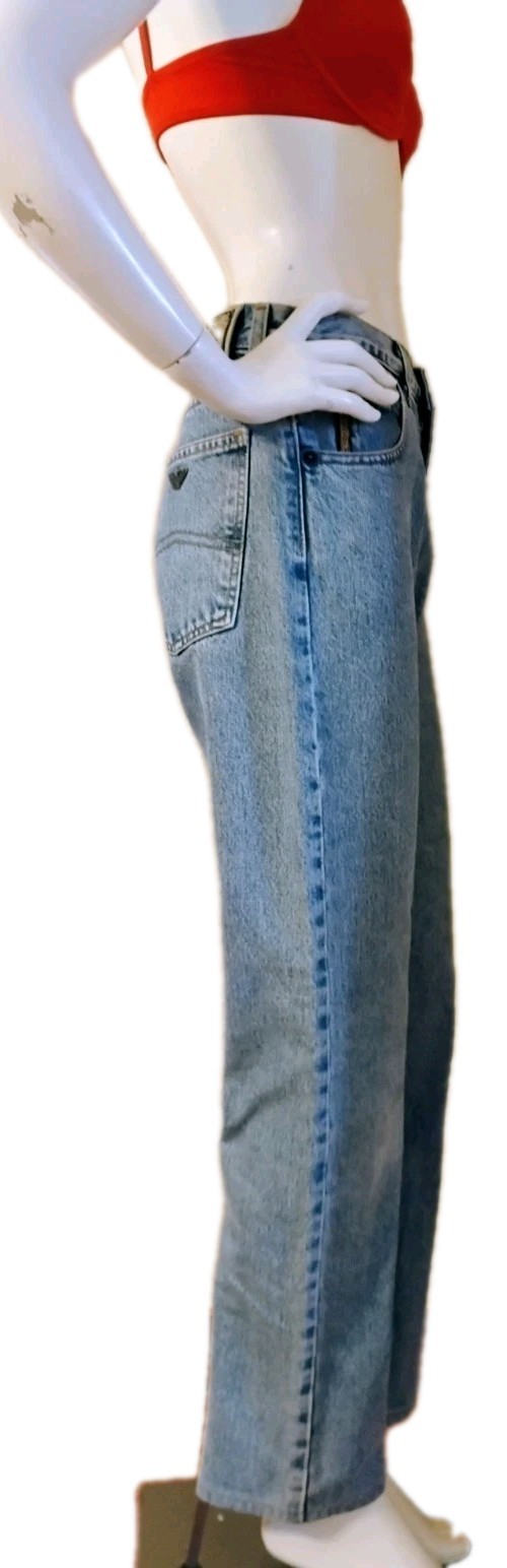 VTG 90’s „Armani Jeans” Blue High Rise Tapered Leg Eagle Logo Designer Jeans 30
