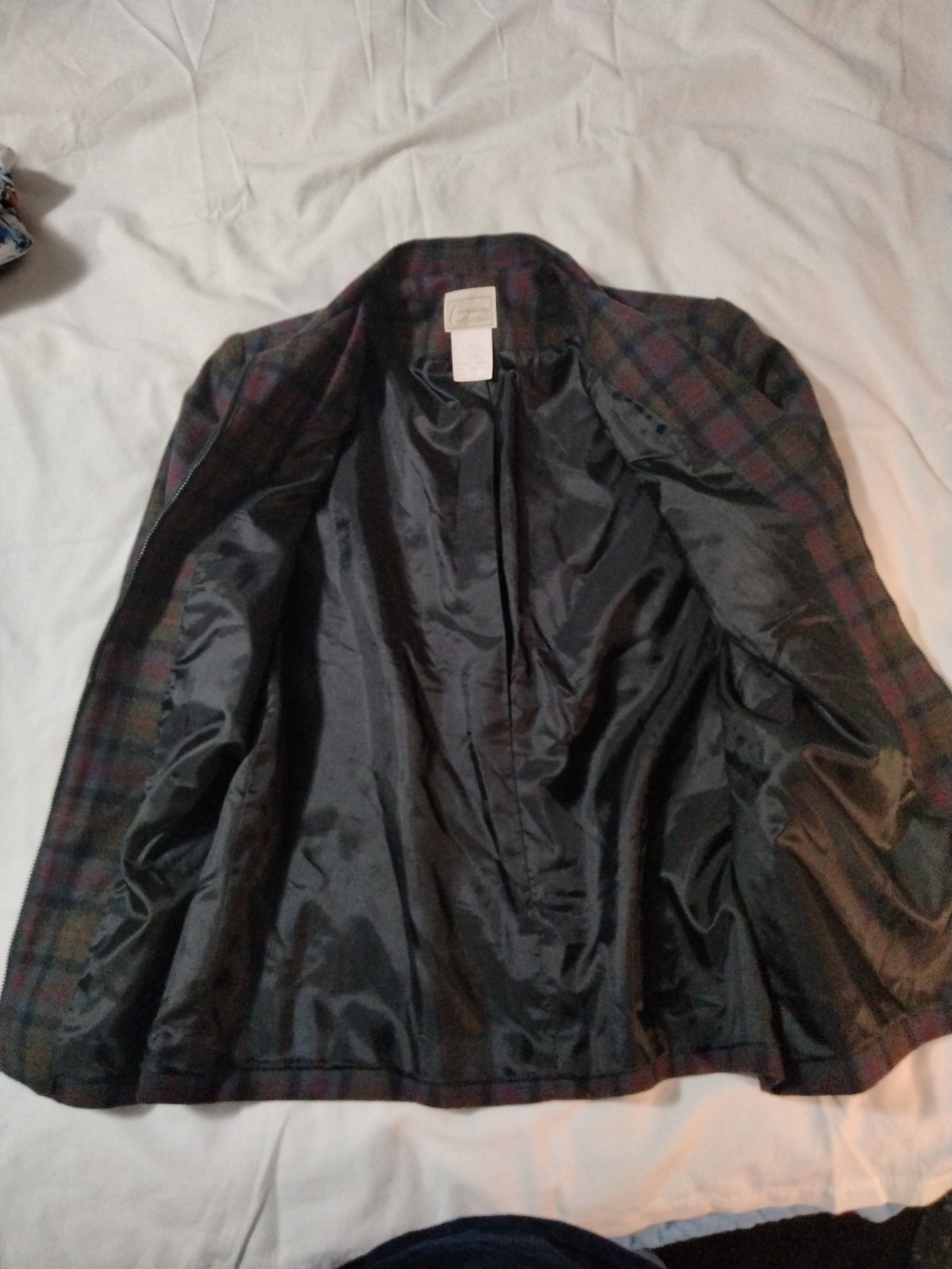 Company Collection Vintage 70’s Wool Jacket Plaid Zip Shoulder Pads Horse Ranch