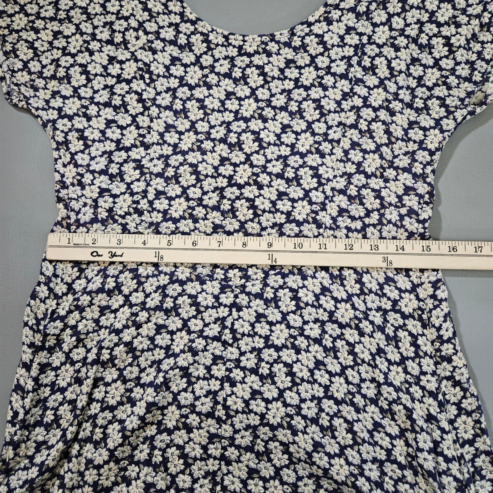 Vintage All That Jazz Navy Blue Floral Daisy Maxi Dress 9/10 90s USA Grunge