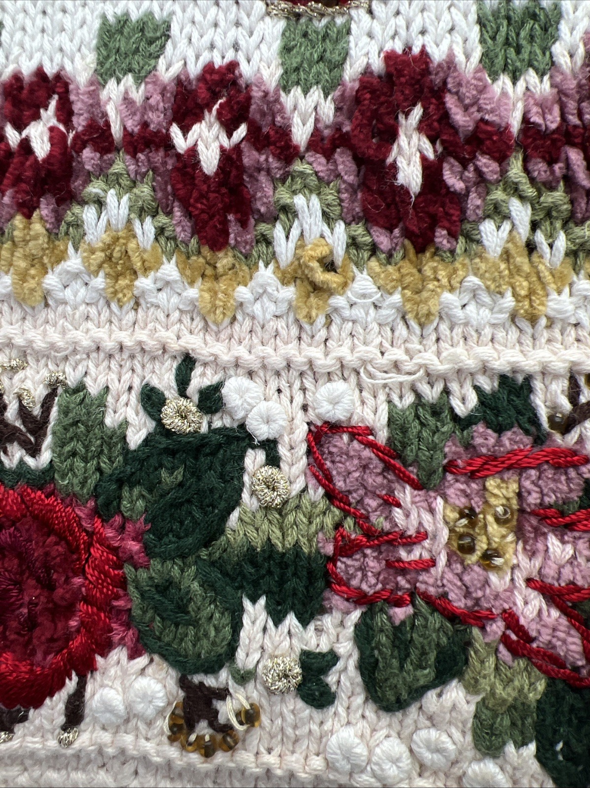 VTG Heirloom Collectibles Cardigan Sz L Knit Sweater Christmas Holiday Tree Bead