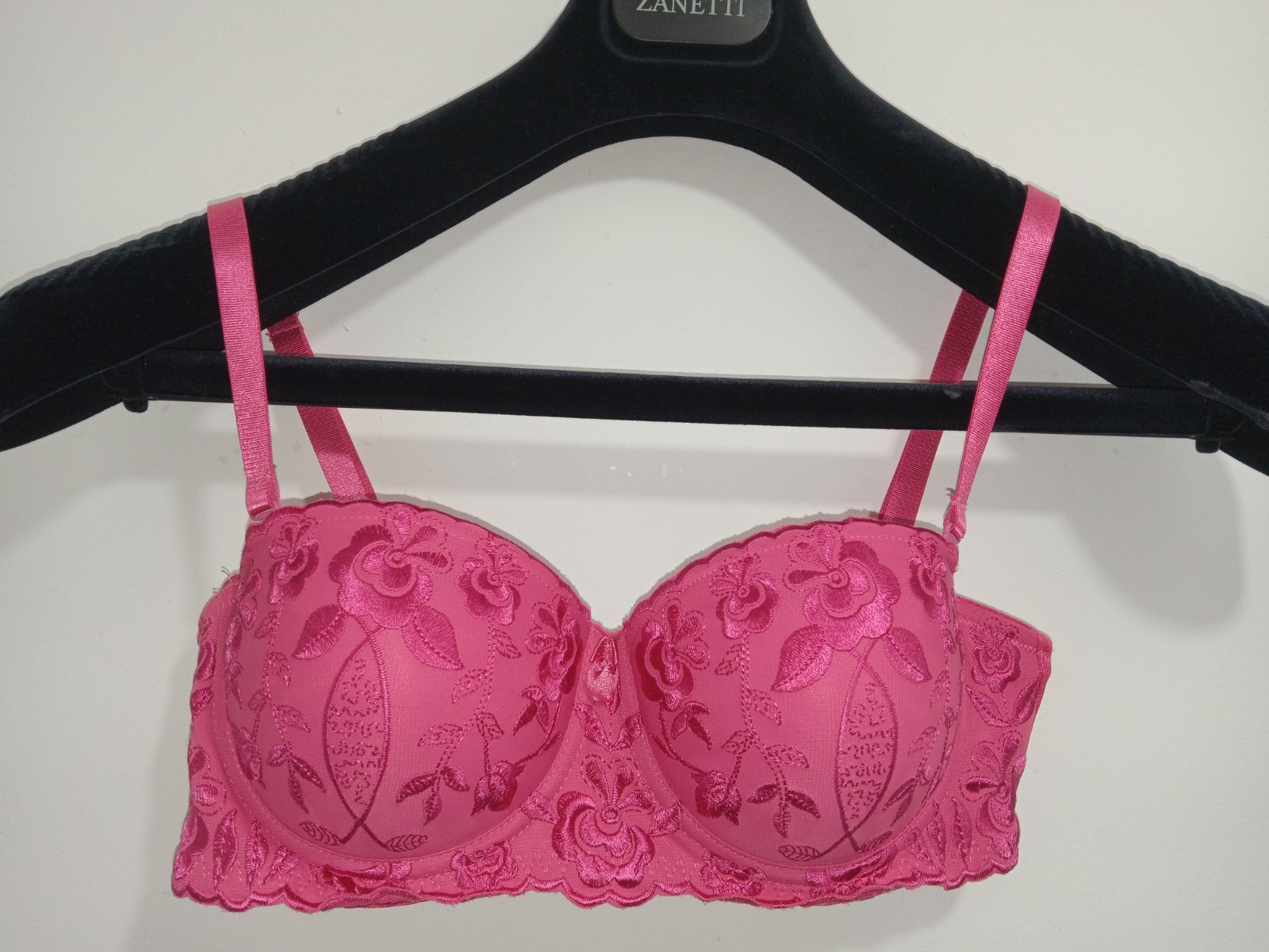 Vtg Maidenform 8879 Customize It Embroidered Strapless Push Up Demi Bra 34C Pink