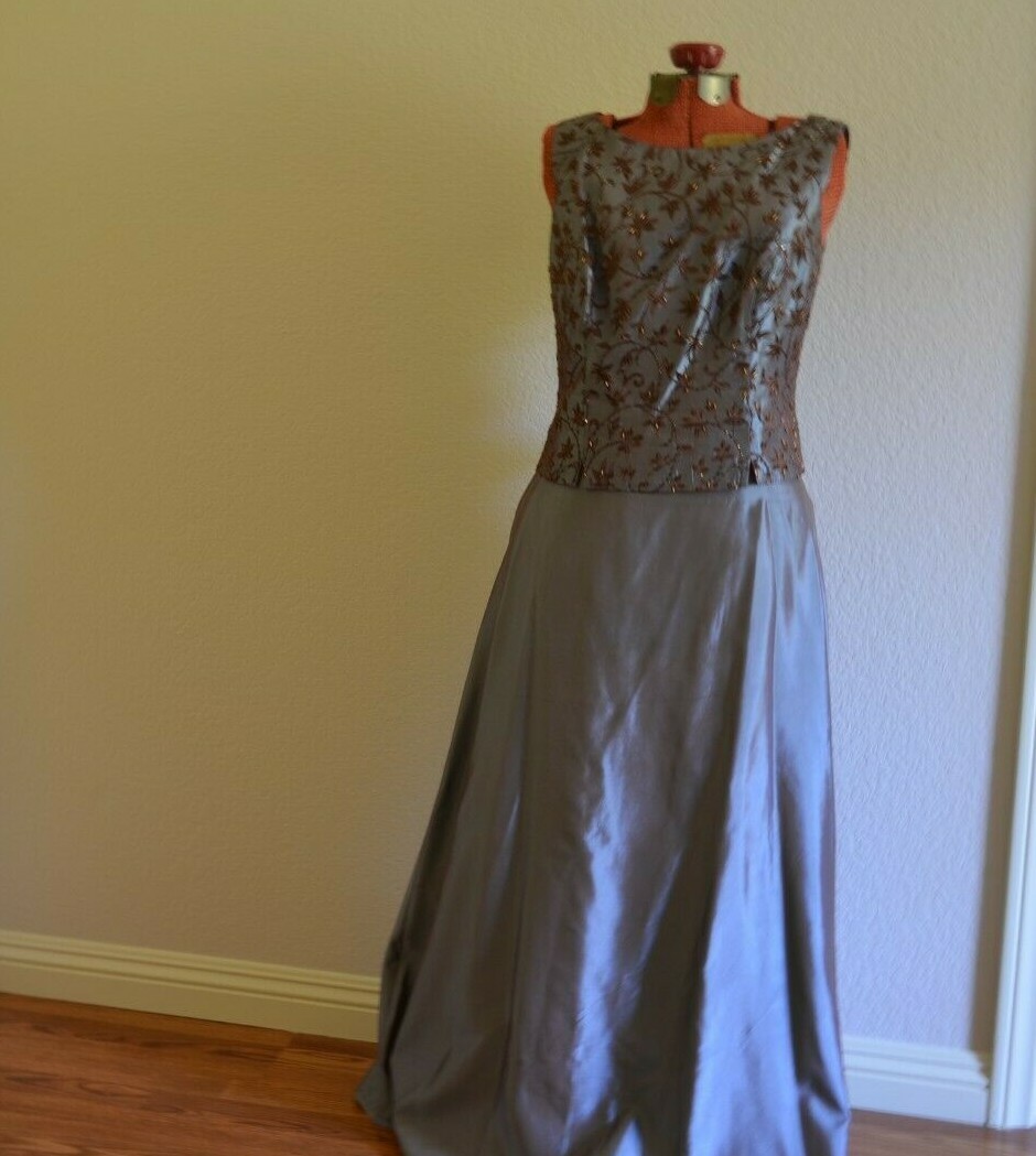 ELEGANT VINTAGE 90’s Two PIECES BEADED FULL LENGTH FORMAL EVENING DRESS