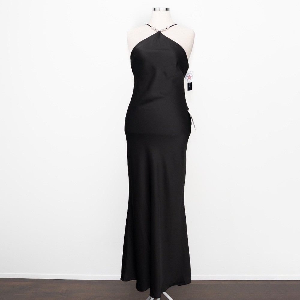 Betsy & Adam – Pavé-Bead Satin Halter Gown