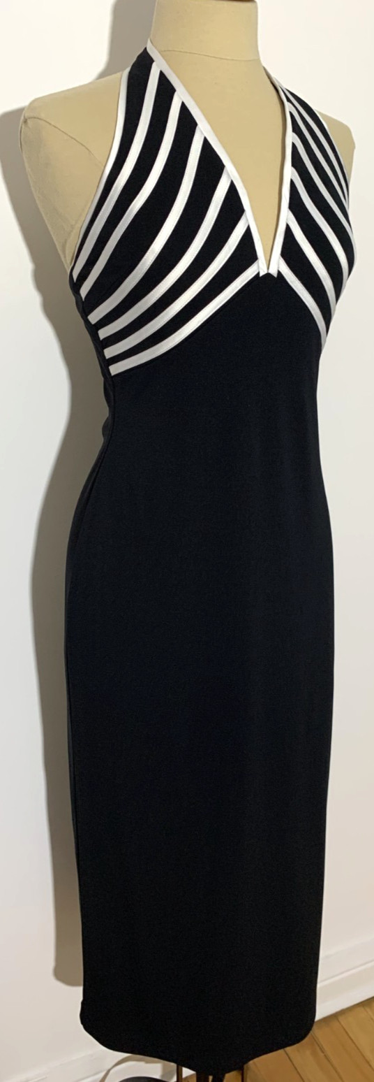 Joseph Ribkoff Vintage Halter Top Black Evening Formal Full Length Dress Size 10