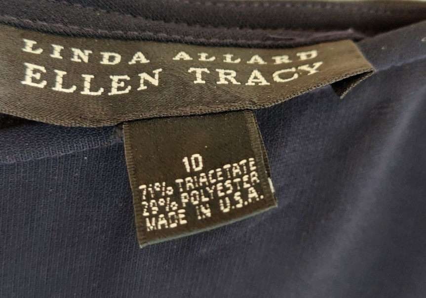 Vintage ​Linda Allard Ellen Tracy Black Triacetate Wide Leg Dress Pants Size 10