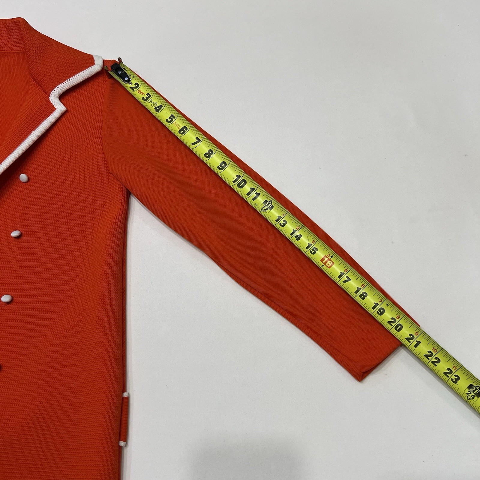 Vintage 60s Mod Red Coat Size XS Double Breasted White Trim Buttons Union Made