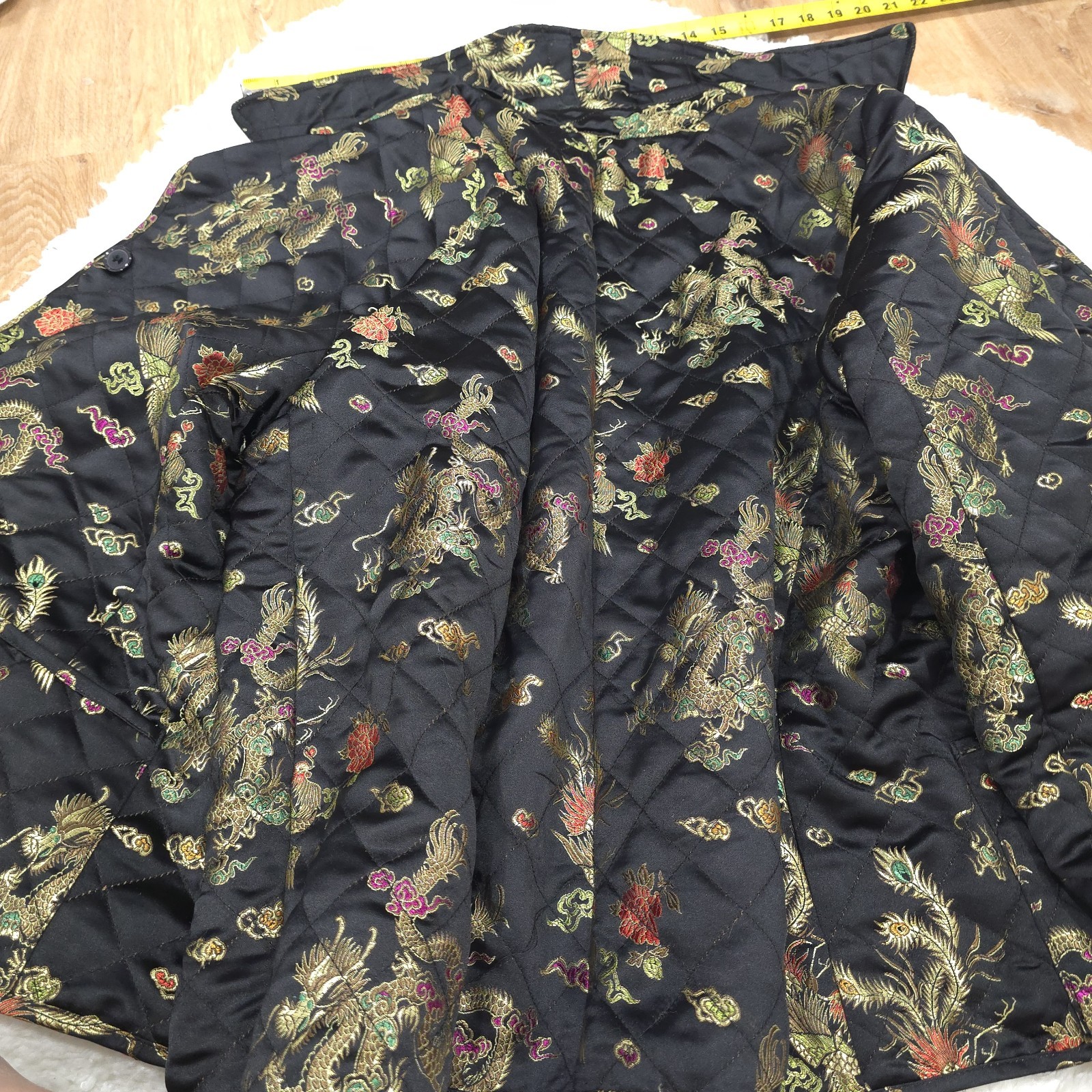 Vintage 90s Uniform John Paul Richard Quilted Dragon Phoenix Jacket Brocade M