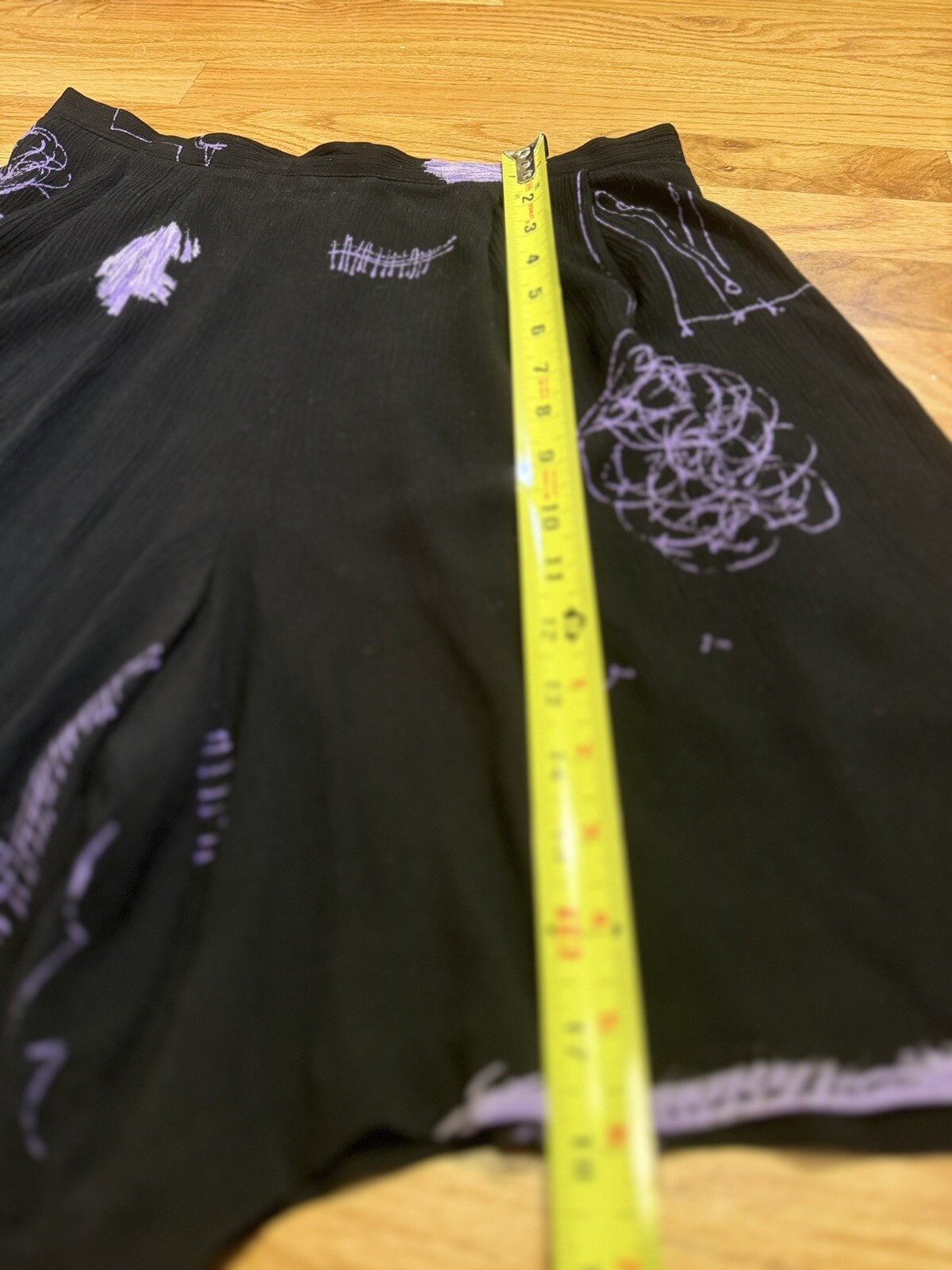 Sharon Anthoney Vintage Rayon Shorts 80s Line Work Design- Elastic- Art Print