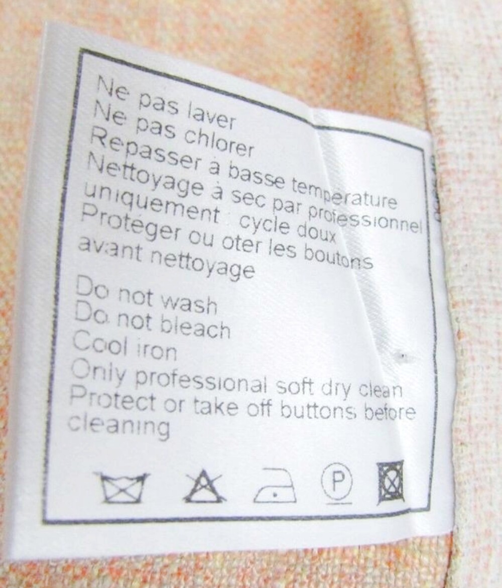 CHANEL Vintage Peach Linen Water resistant Rain Coat Trench Jacket 38 6 Small