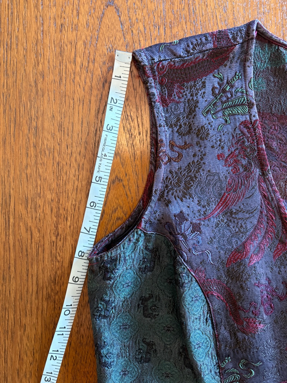Vintage 90s Y2k Silk Artisan Patchwork Citron Santa Monica Vest M Boho Jacquard