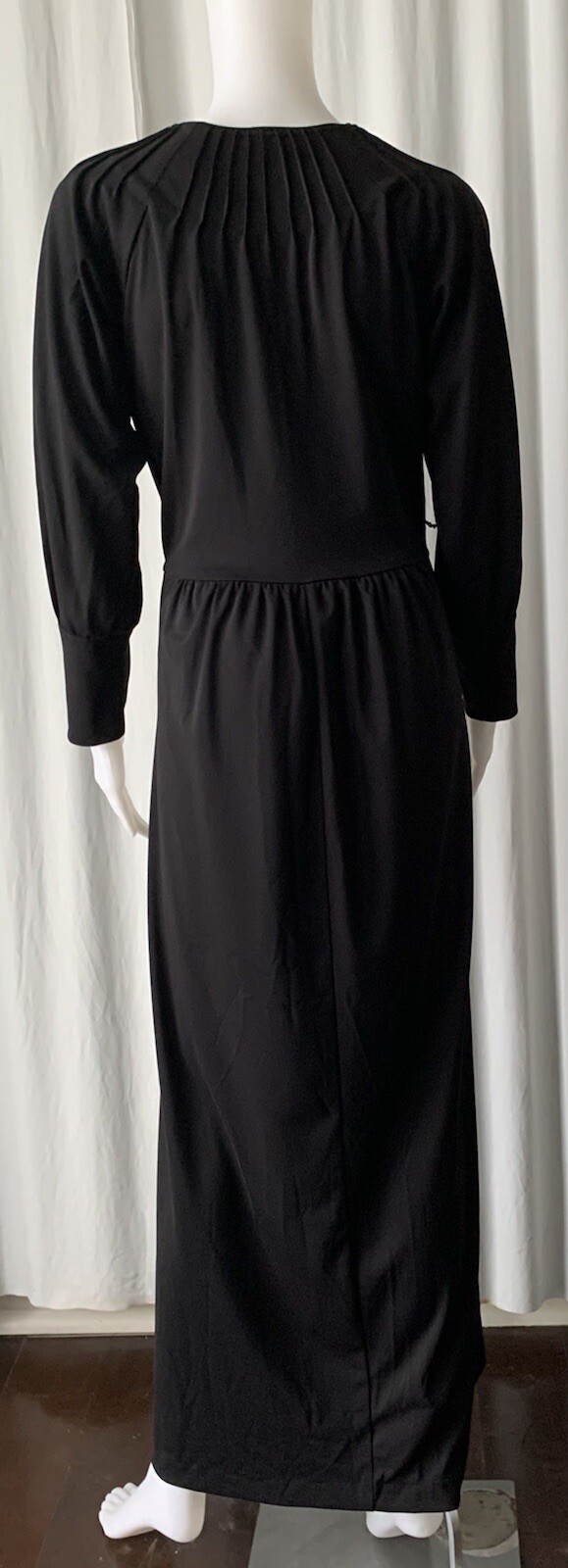 Vintage 70s Bendigo Impressions Black Faux Wrap Dress Size M