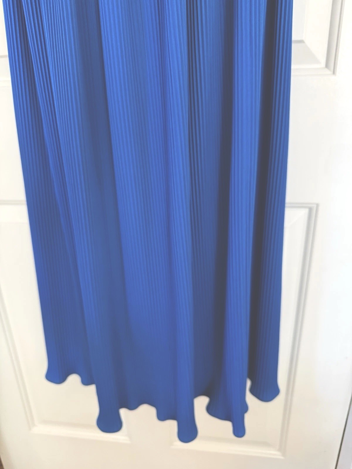 Vintage Alfred Shaheen Asian Inspired Hawaiian Aloha Maxi Dress Sz 8 Blue & Gold