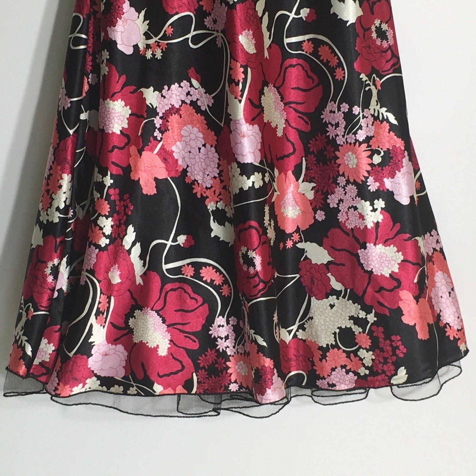 Vintage Speechless Womens Fit And Flare Dress Size 11 Pink White Black Floral