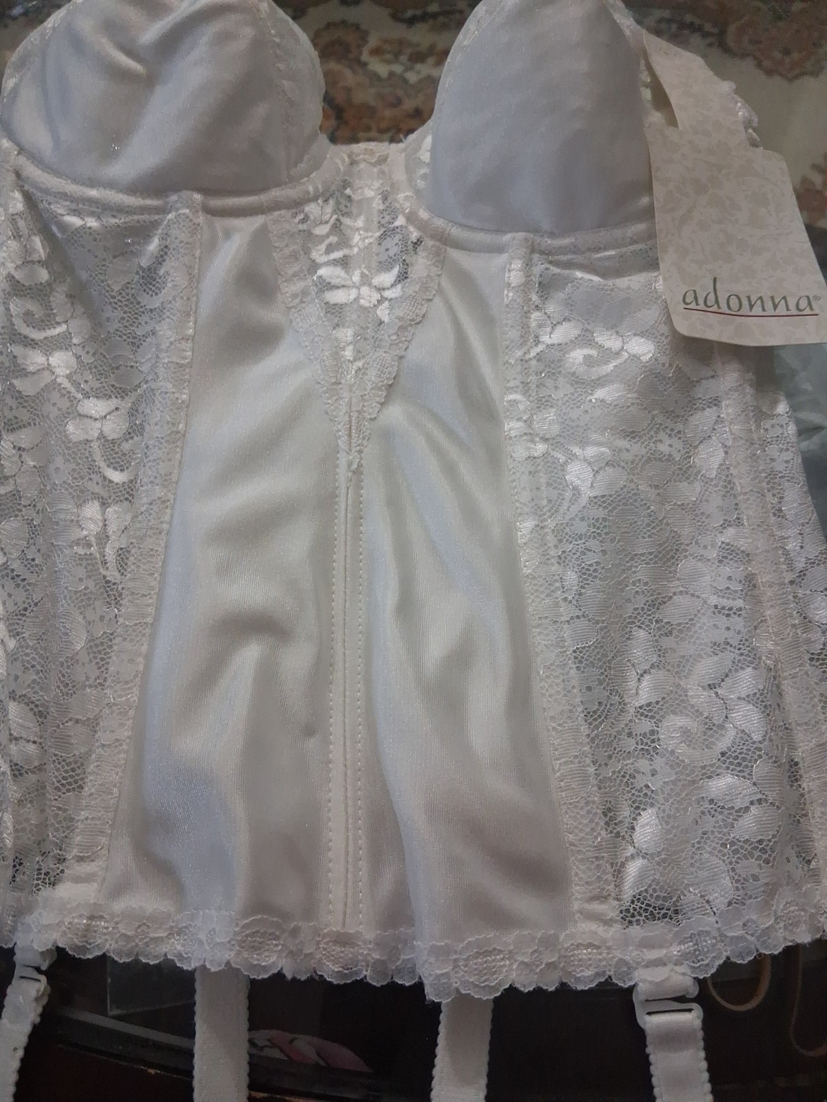 Adonna White CORSELETTE 4 Garters Girdle 36 C, Rare