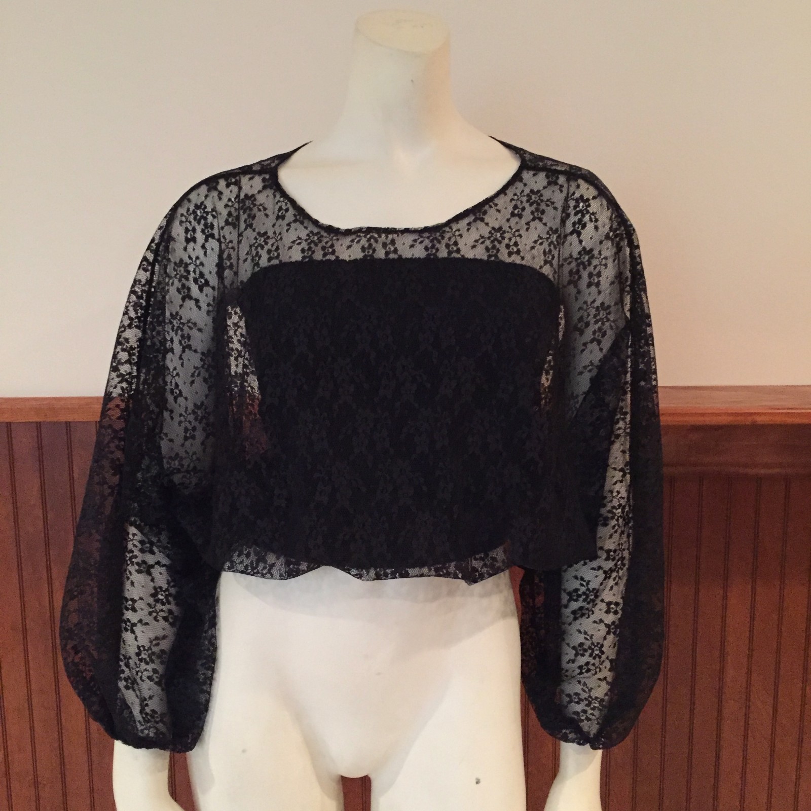 Black Lace Top and Strapless Top with Ruching – Size: Small (estimated)