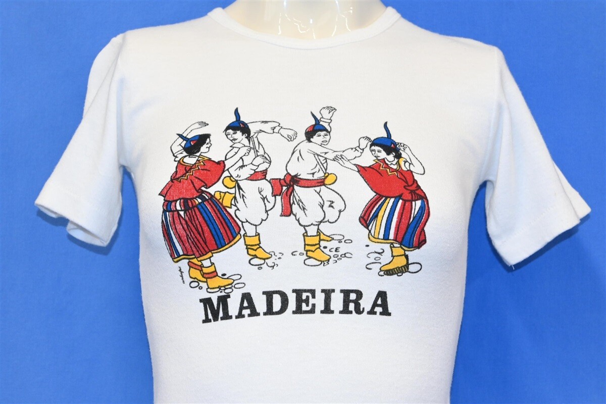 vintage 80s MADEIRA PORTUGAL FOLK DANCERS WHITE SOFT t-shirt WOMEN’S XS