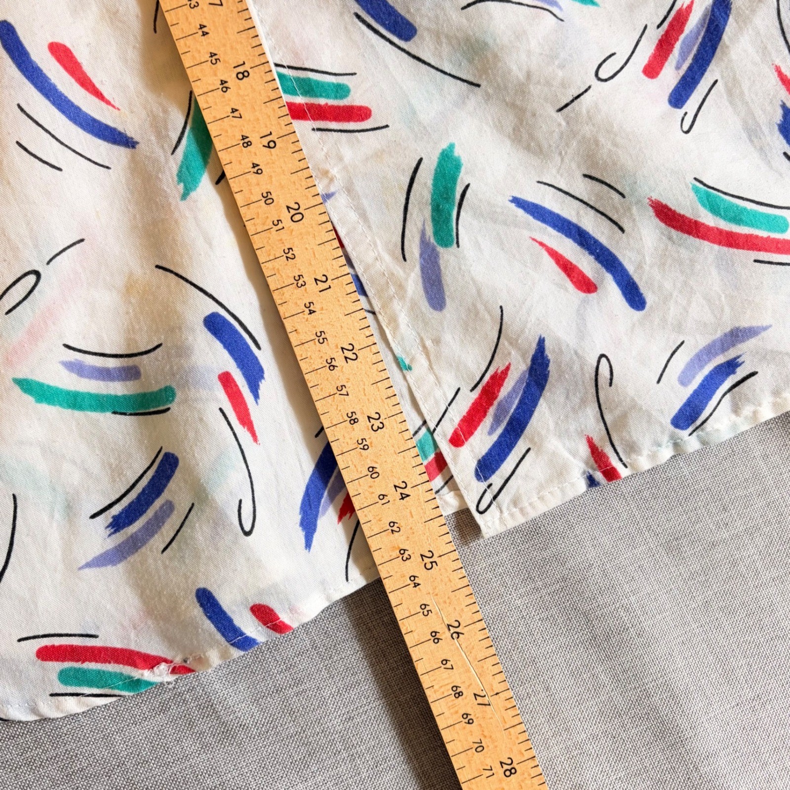 Cabrais Vtg 80s Abstract Brushstroke Button Shirt White Multi L Retro Nostalgia
