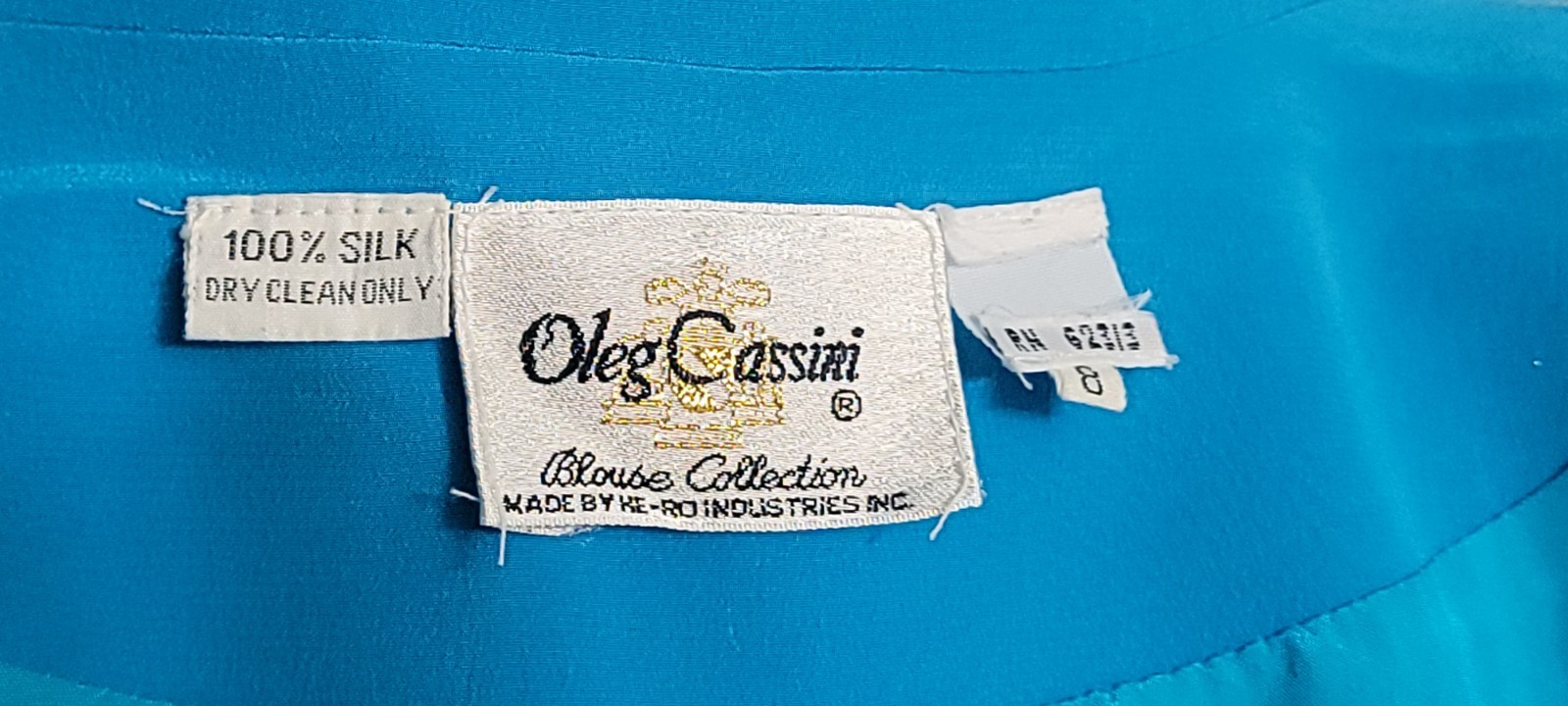 Oleg Cassini Washable Silk Vintage 80’s Turqouise Silk 2-piece Blouse + Blazer