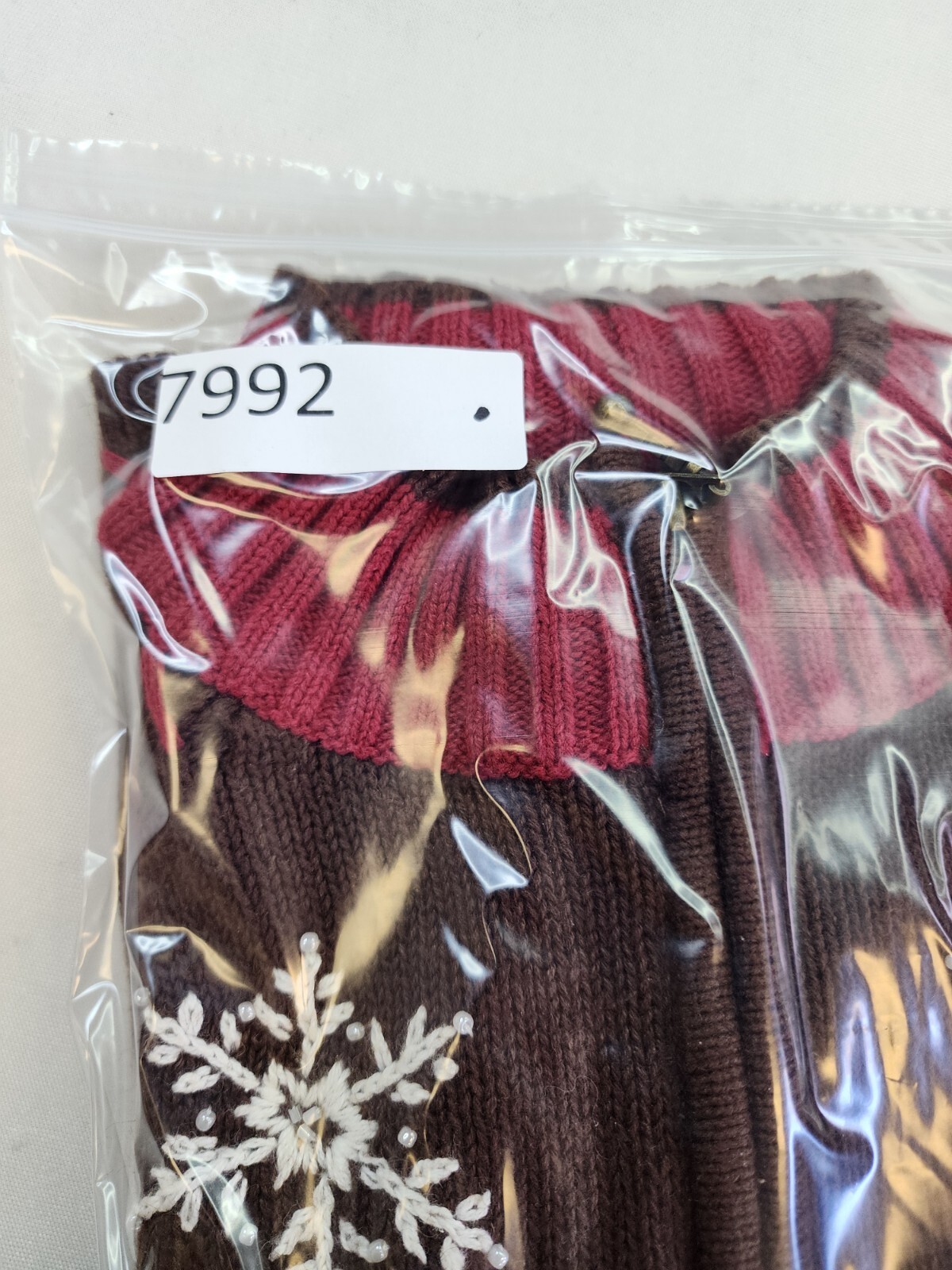 Vintage Mandal Bay M Ramie Blend Knit 1/4 Zip Sweater Xmas Beads Yarn Stitch