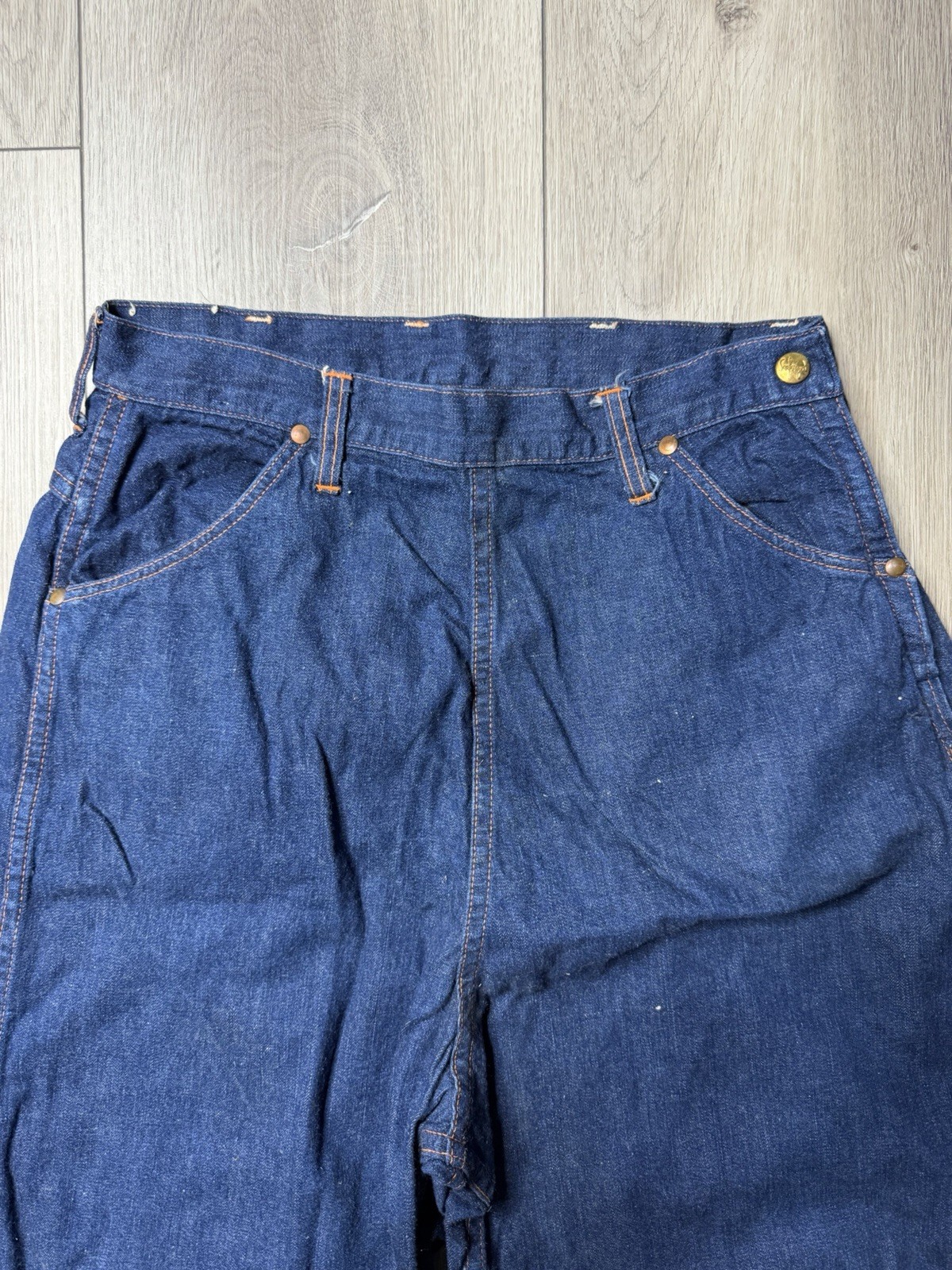 Vintage 60s BLUE BELL Women’s Denim Sanforized Side Zip Jeanies Dark Blue 29×28