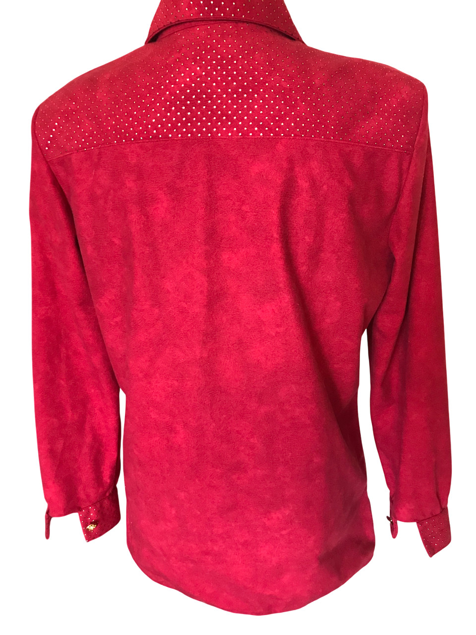 Jordana Metallic Dot Tunic Vintage 70s Blouse Red w/Gold Dots Size Small 6-8
