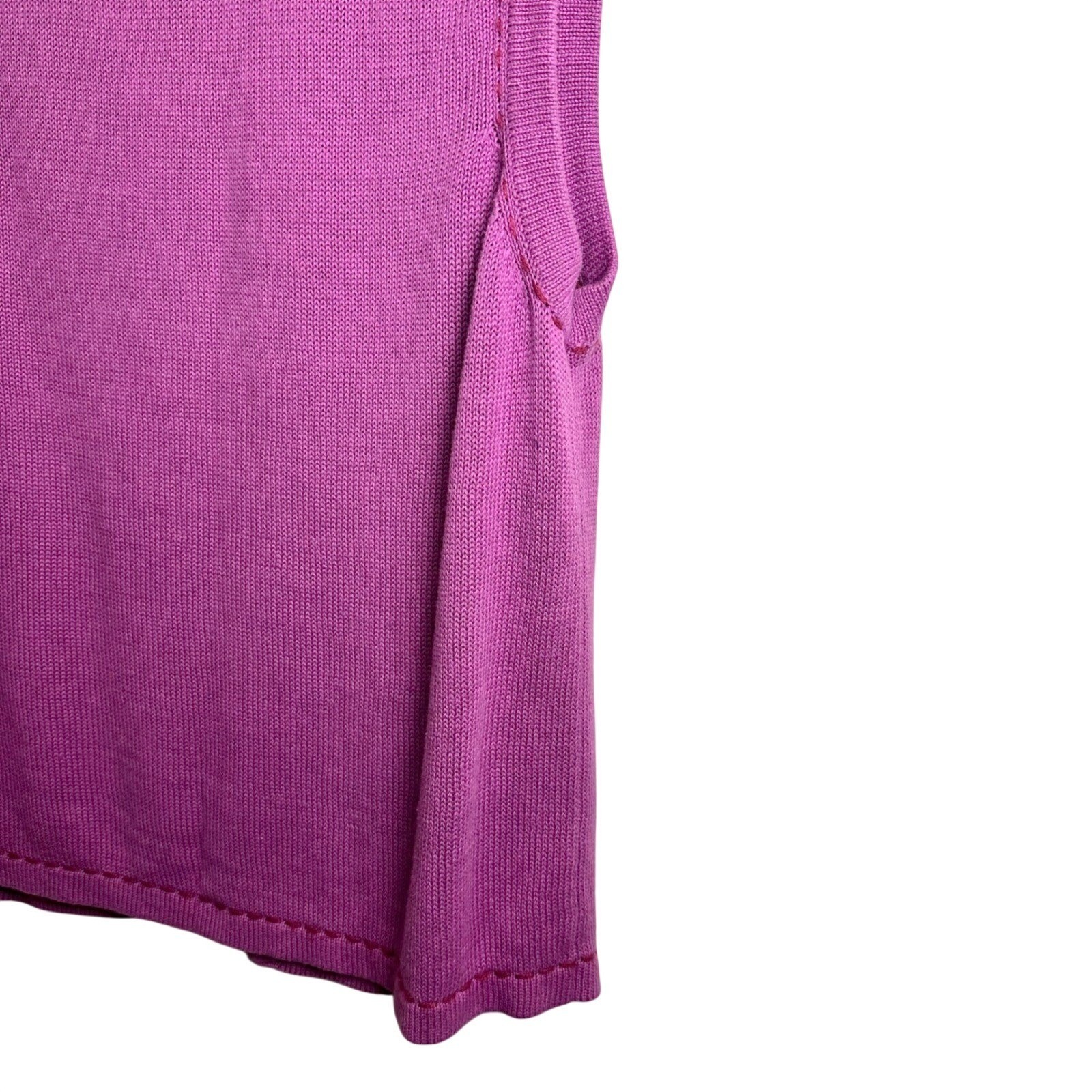 VTG Large Magenta Purple Floral Embroidered Zip Up Sweater Vest Cottagecore Twee
