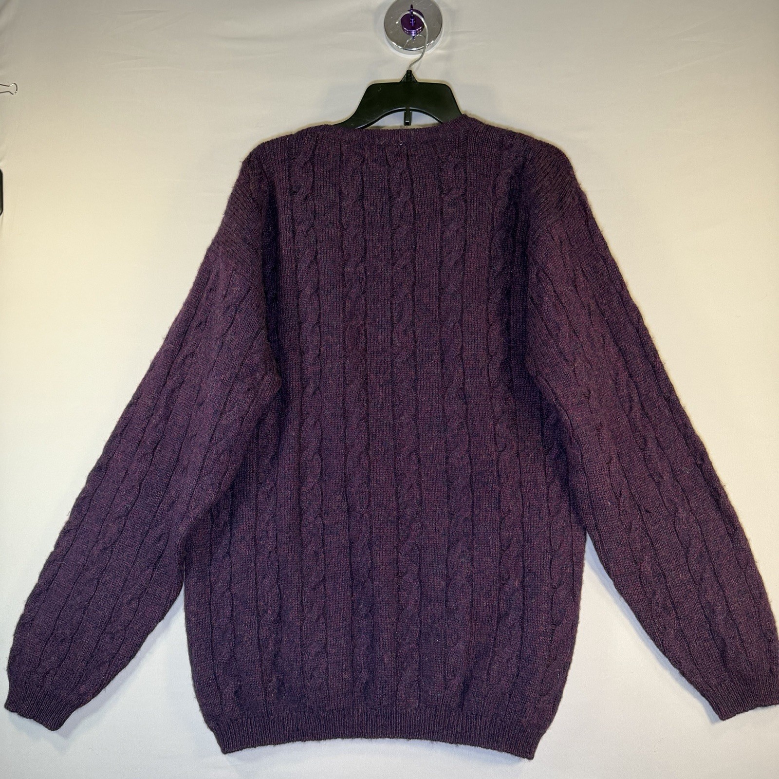 Vintage Eddie Bauer Since 1920 100% New Wool Shetland Med Plum Pullover Sweater