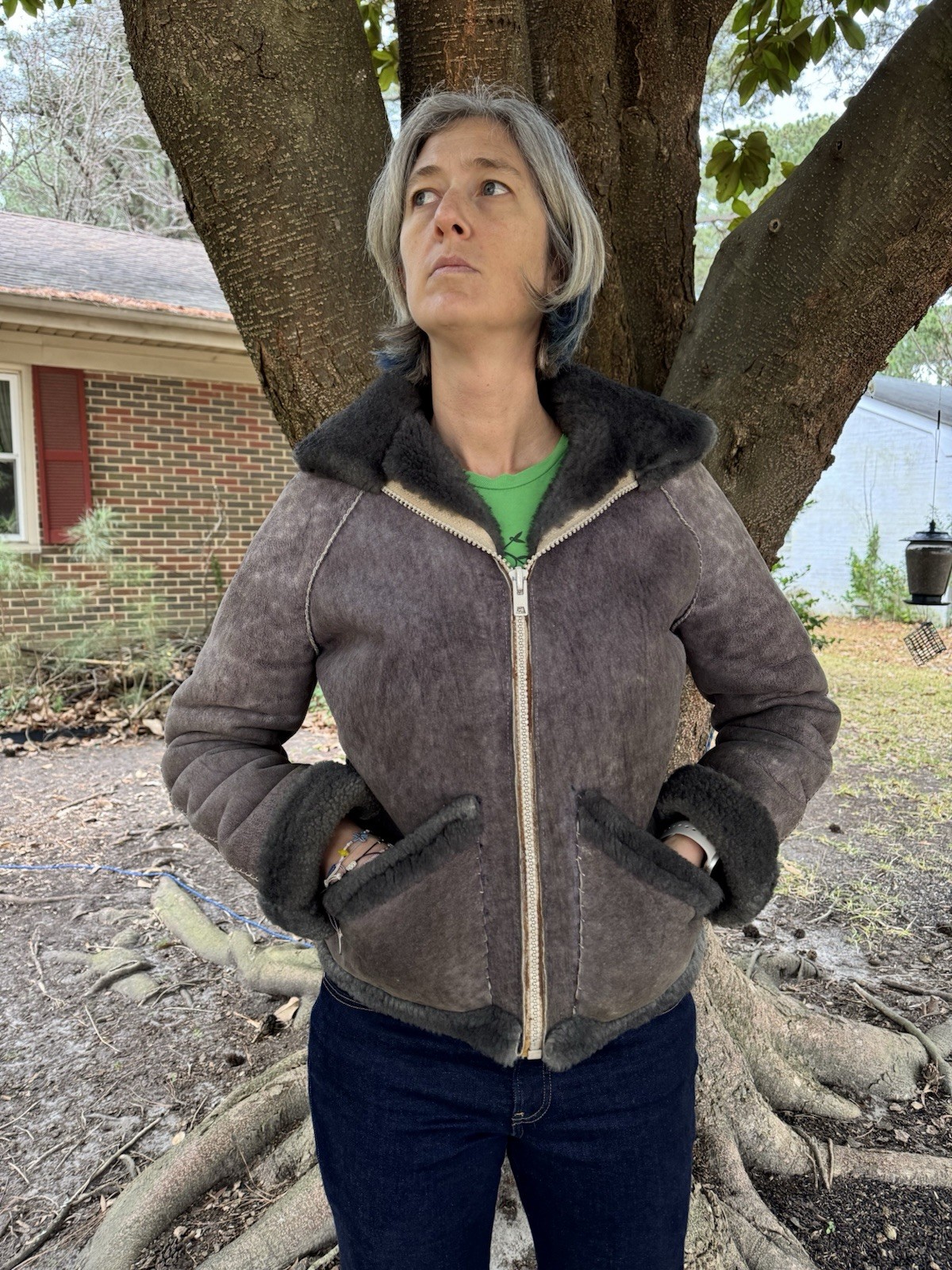 One Of A Kind: Vintage Unique Handmade Artesian Sheepskin Jacket. Warm & Comfy.